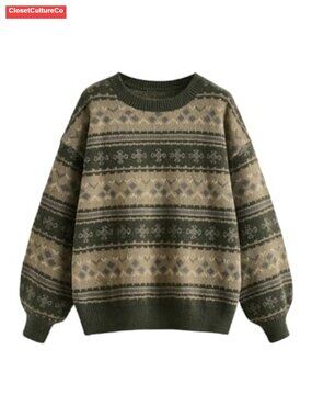 Oversized Grandpa Sweater Halloween Knit Pullover Fall Winter